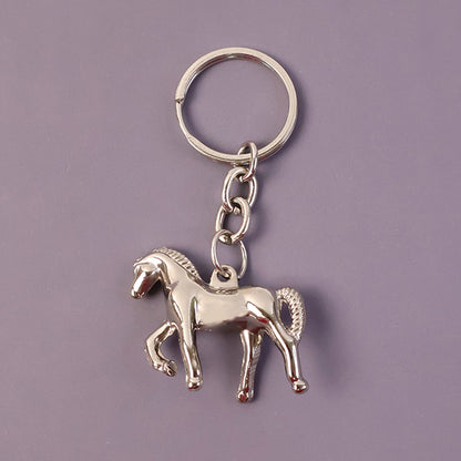 Stylish chrome horse shape keychain attached to key ring