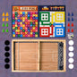 3-in-1 wooden board game set featuring Ludo, Snakes & Ladders on a durable wooden board