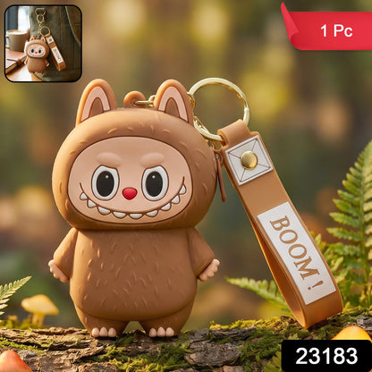 Small silicone storage pouch with cartoon design for keychains