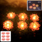 Set of 6 lotus shaped LED flameless decorative candles glowing warmly