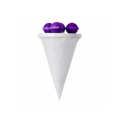 Laundry lint catcher ball positioned in washing machine