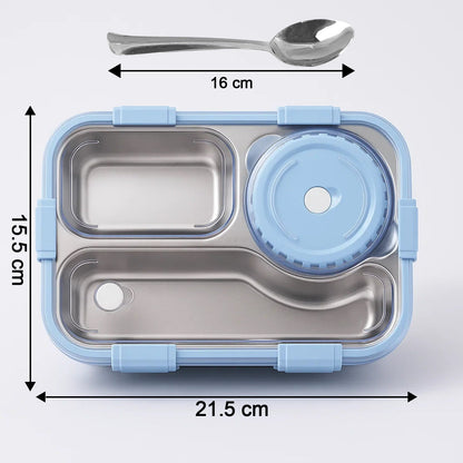 Detailed view of the stainless steel lunch box's features and components