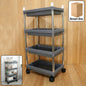 4-layer rolling storage cart with durable plastic trays and smooth-gliding wheels.