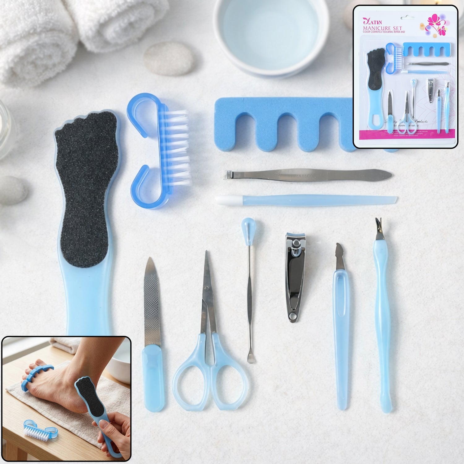 Complete 11 in 1 manicure pedicure kit with nail cutter and foot file
