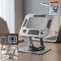 Foldable metal phone and tablet stand on desk