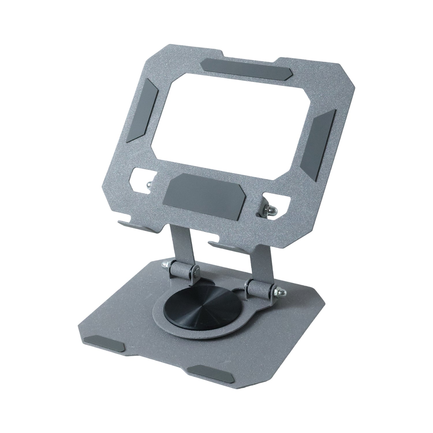 Compact foldable stand on a desk ready for use