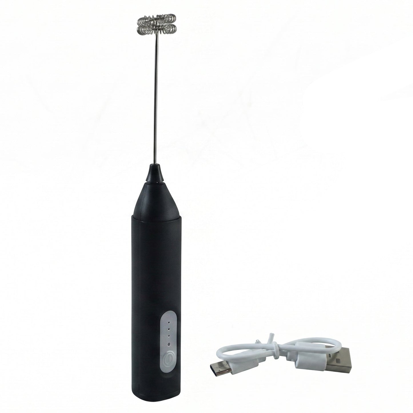 Portable coffee foam maker with stainless steel whisk head