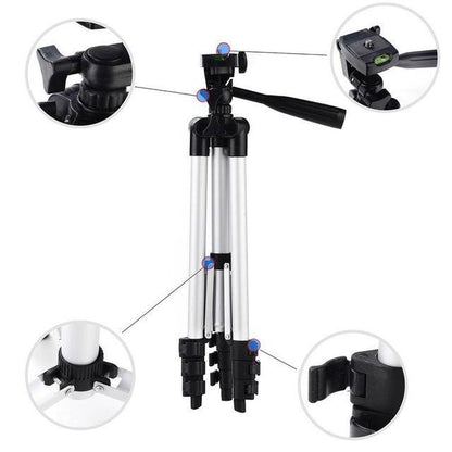 An adjustable height camera tripod from Gambit featuring a flexible 3-way pan head.