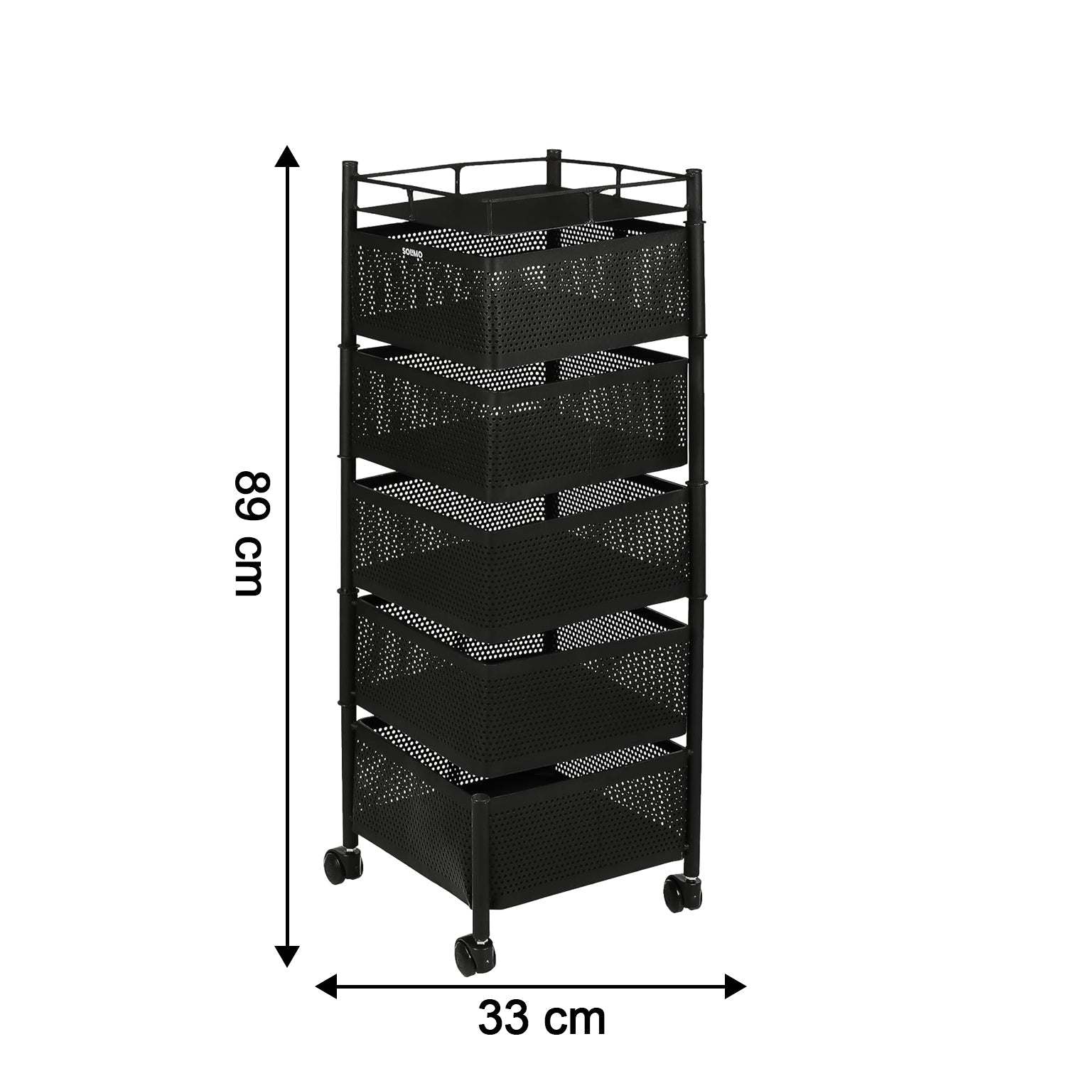 Rolling Kitchen Storage Cart with sturdy metal frame and mesh baskets