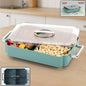 4 compartment plastic food storage container with transparent lid and side handles