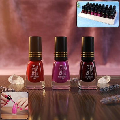 Collection of mix color clear blush nail polishes with shiny finish
