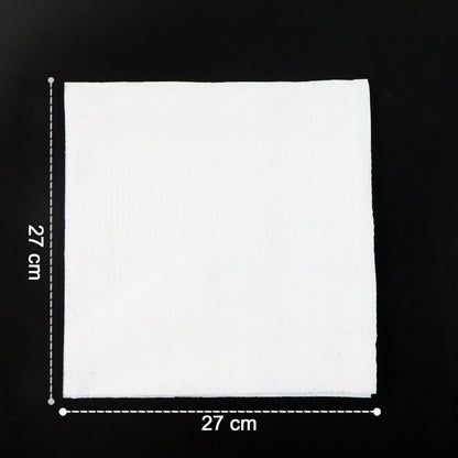 Multicolor tissue paper elegantly folded and used as a disposable table napkin.