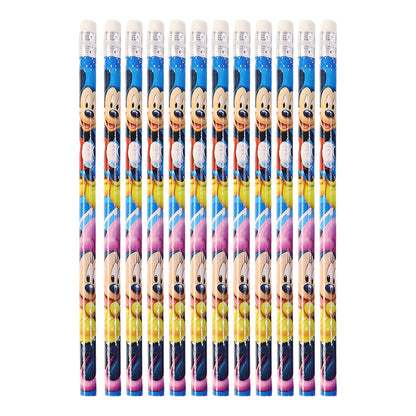 Durable wooden cartoon pencil with smooth graphite writing core and eraser tip
