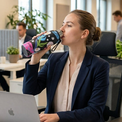 Long-lasting printed stainless steel water bottle with strap