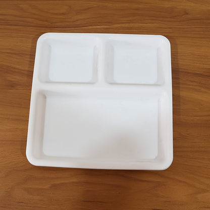 Plastic plate with three divided sections for meal portion control