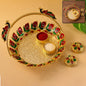 Metal peacock handle kumkum dish