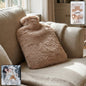 PVC hot water bag with soft fur cover for pain relief and warmth