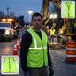 Bright green reflective safety jacket for high visibility.