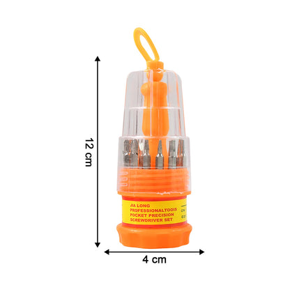 Open view of precision screwdriver set with organized bits
