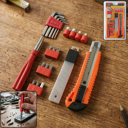 professional screwdriver tool set with precision bits and utility knife
