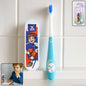 Colorful kids toothbrush with cartoon handle and sketchboard toy for fun oral care