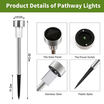 Garden solar LED lights with stainless steel frames for outdoor use