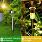 Solar lawn lamp set of 12 stainless steel outdoor lights illuminating garden pathways