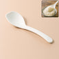 White rice serving spoon with ergonomic handle and non-stick design