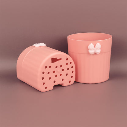 Diagram showing dimensions and easy adhesive mounting of butterfly wall-mounted toothbrush holder