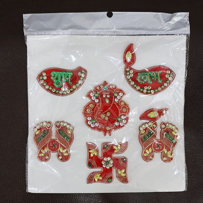 Festive home decoration setup with Shubh Labh hanging set enhancing ambiance