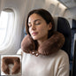 U shaped soft travel neck pillow, brown plush head and neck support (1 pc)