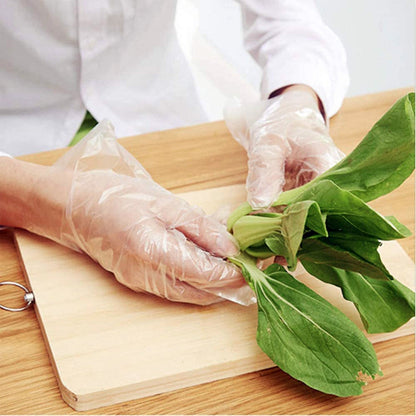 Disposable transparent kitchen gloves ideal for food handling