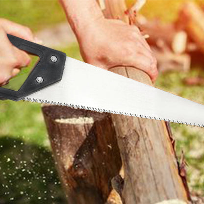 Close-up of the XcelCraft Hand Saw showcasing its hardened steel blade.