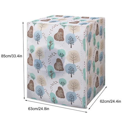 Diagram illustrating the 58x62x85 cm dimensions of the washing machine cover.