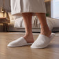White waffle-texture indoor slippers showcasing anti-slip soles