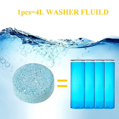 Effervescent cleaning tablets for car windshield washer