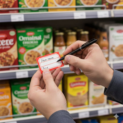 Stacked blank writable label sticker sheets ready for home and office use