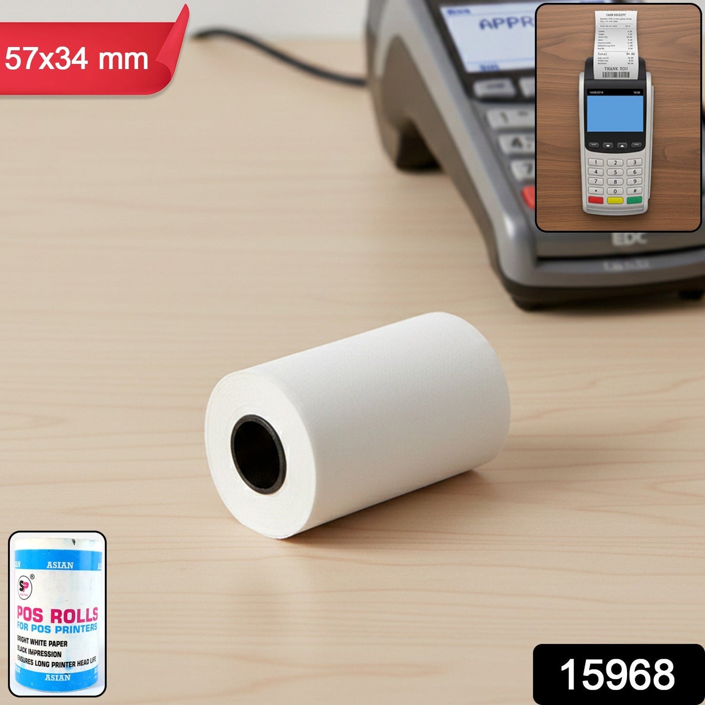 Smooth thermal receipt paper roll for direct printer use