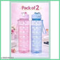 Motivational 900 ml Time Marker , Leak Proof , Durable, BPA Free , Non Toxic Sipper Water Bottle for Office , School and Gym Training (Pack of 2 - Multicolor)