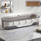 Modern transparent bathroom wall shelf with white accents and three hooks for accessories