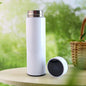 White vacuum insulated water bottle with LED temperature display