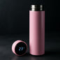 Pink smart vacuum insulated water bottle with LED temperature display