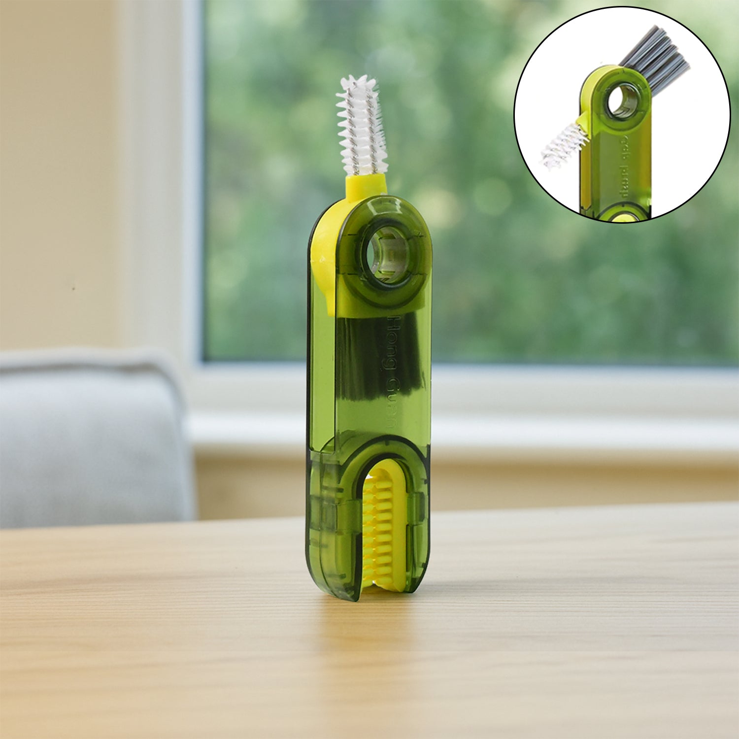Multipurpose cleaning brush with dual head for bottles and straws
