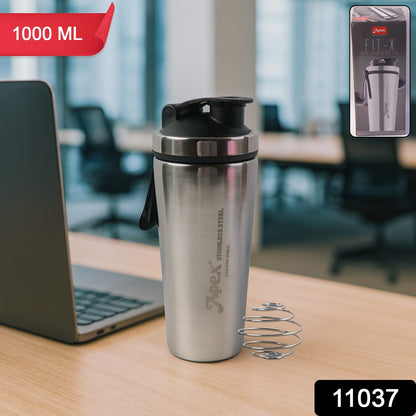 Stainless steel gym shaker bottle with durable body and flip lid