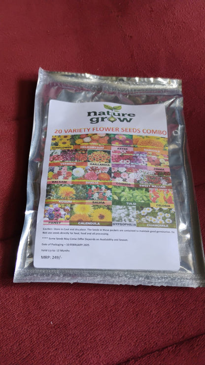 Indo Glow flower seeds garden pack with 20 seed varieties