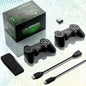 Wireless Gaming Console stick and two 2.4GHz controllers for dual player gaming.