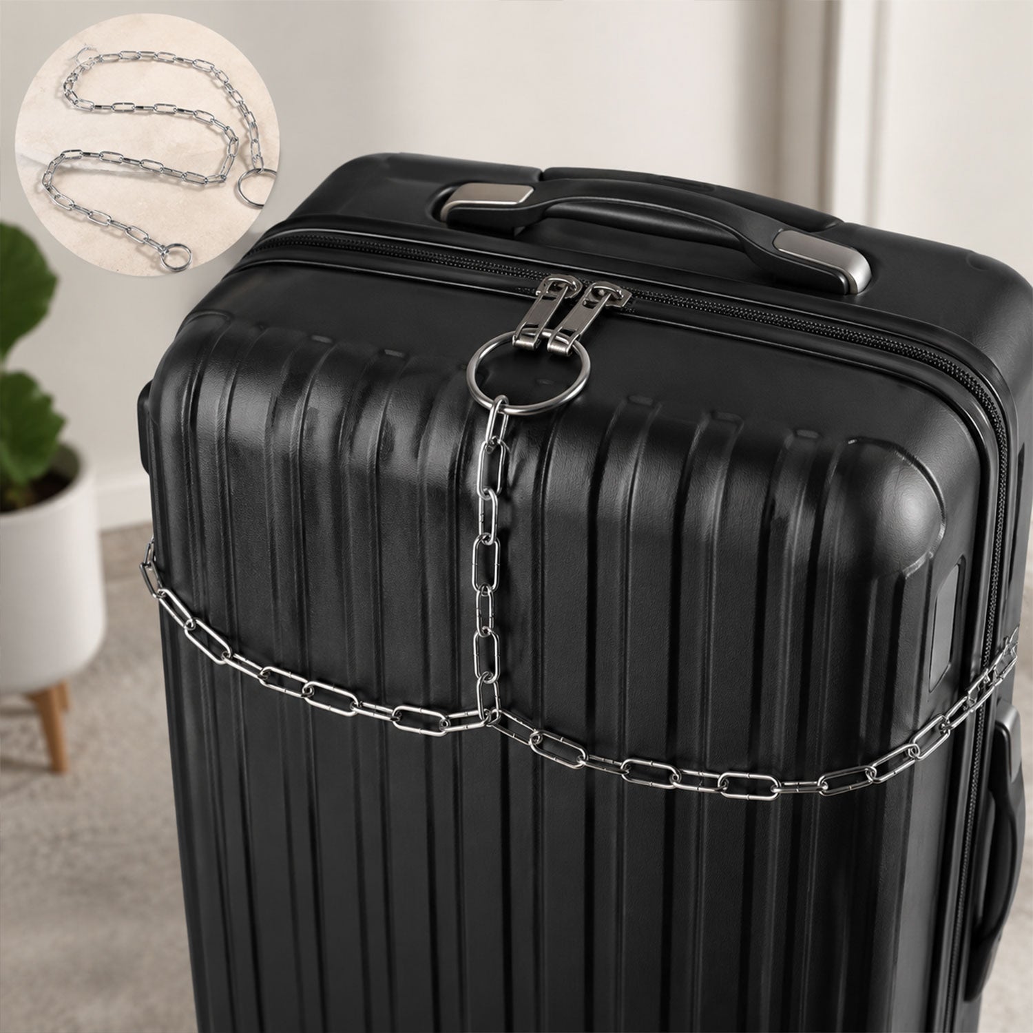Anti theft travel security chain for suitcases and bags