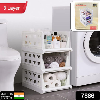 Versatile foldable utility cart with three tiers, perfect for Indian homes.