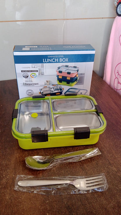 Top view showcasing the transparent, leak-proof layered lids of the tiffin box.
