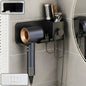 Wall mounted hair dryer holder with shelf and hook for bathroom organization